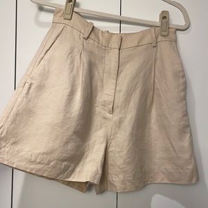 Beige Linen Shorts